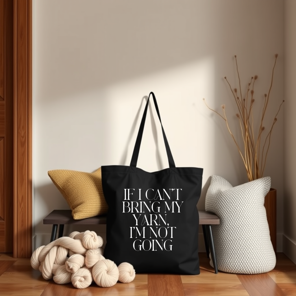 “If I Can’t Bring My Yarn, I’m Not Going” Cotton Tote Bag