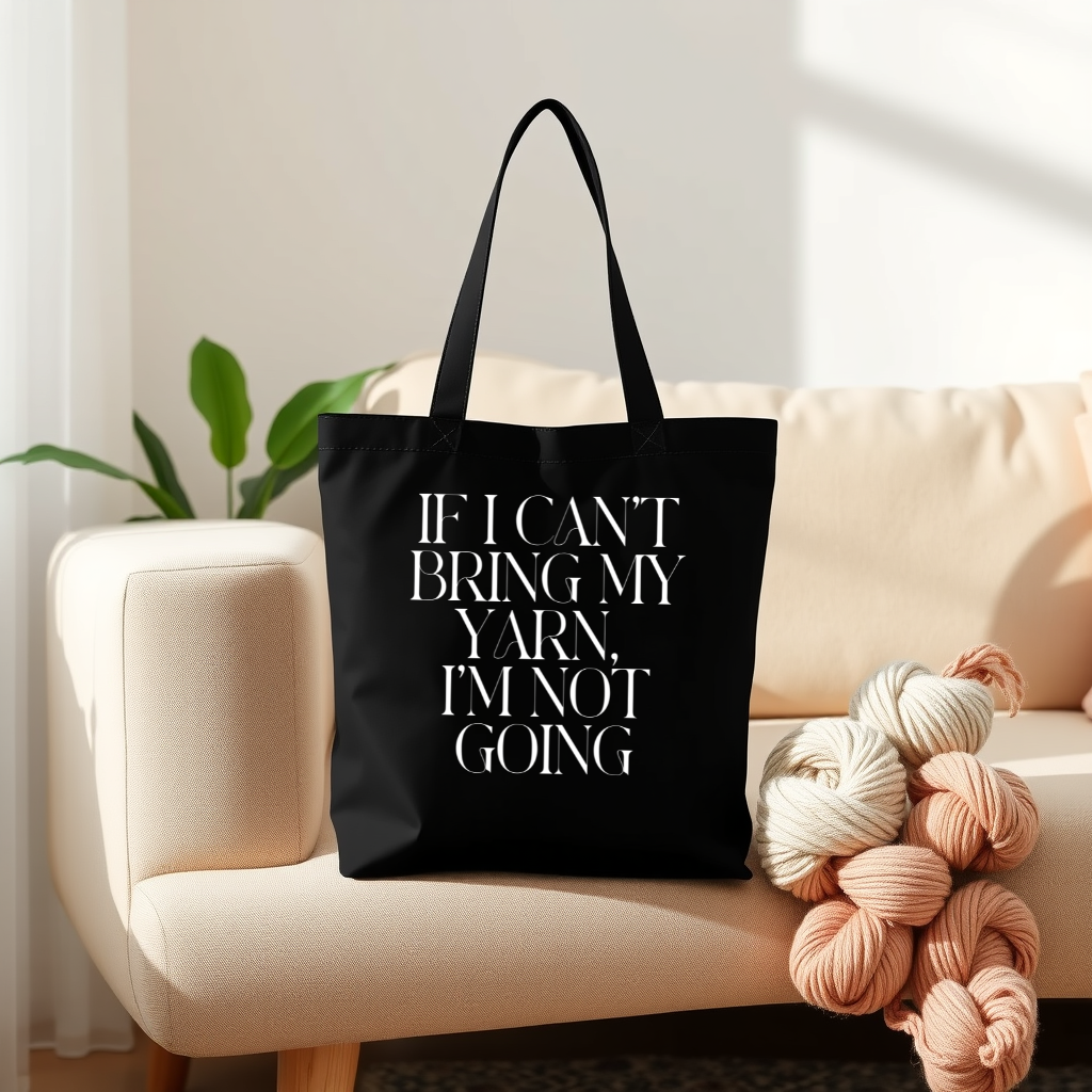 “If I Can’t Bring My Yarn, I’m Not Going” Cotton Tote Bag