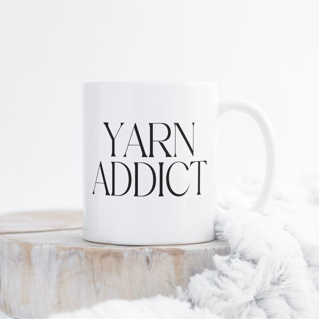 "Yarn Addict" Ceramic Mug – Funny Mug for Knitters & Crocheters
