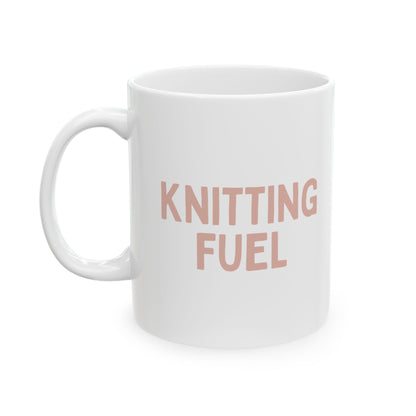"Knitting Fuel” Ceramic Mug – Sip, Stitch, Repeat