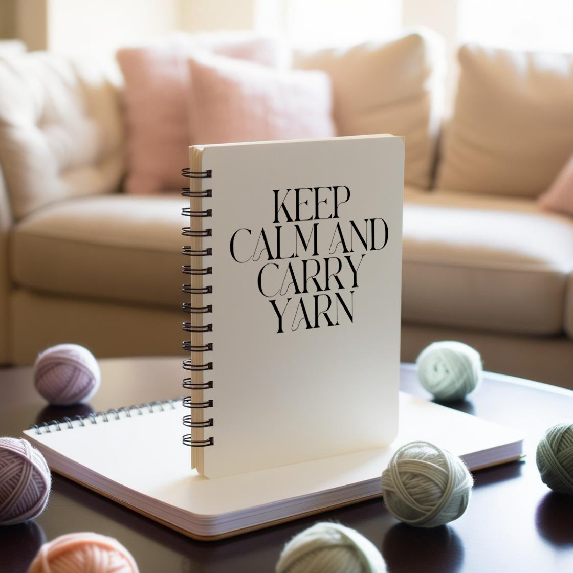 "Keep Calm and Carry Yarn" Spiral Notebook – Ruled Line, 6x8", Perfect Gift for Yarn Lovers