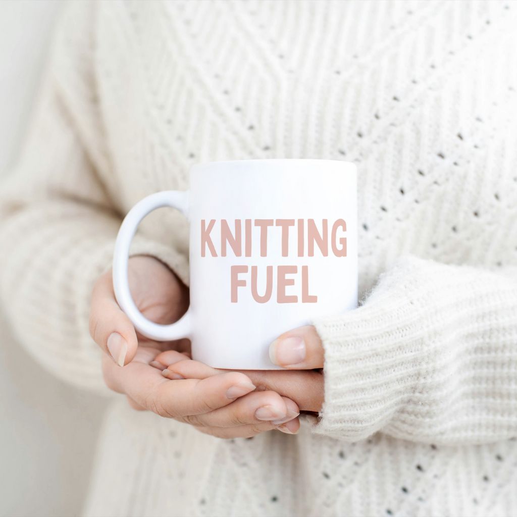 "Knitting Fuel” Ceramic Mug – Sip, Stitch, Repeat