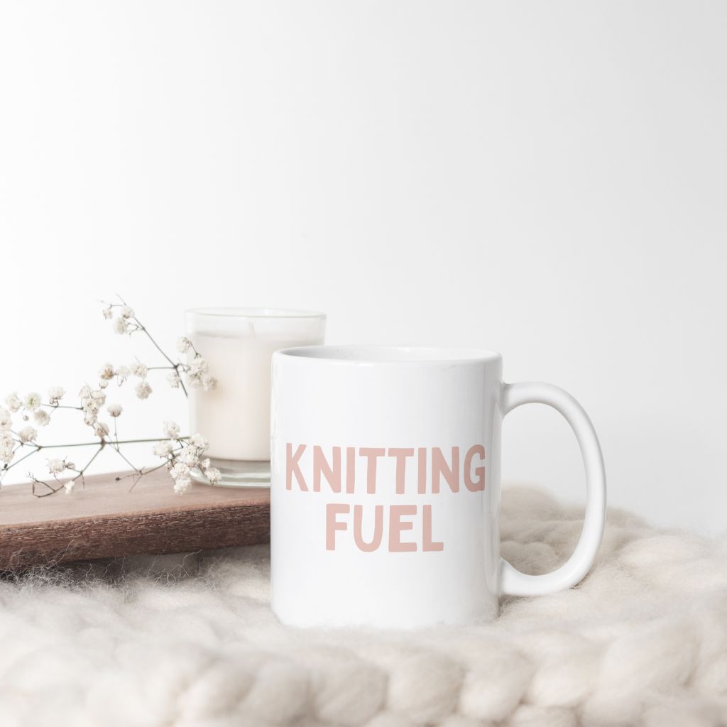 "Knitting Fuel” Ceramic Mug – Sip, Stitch, Repeat