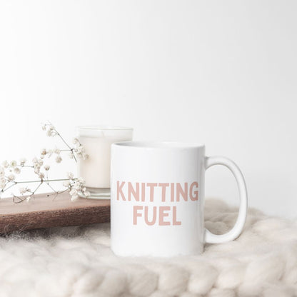 "Knitting Fuel” Ceramic Mug – Sip, Stitch, Repeat