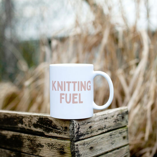 "Knitting Fuel” Ceramic Mug – Sip, Stitch, Repeat