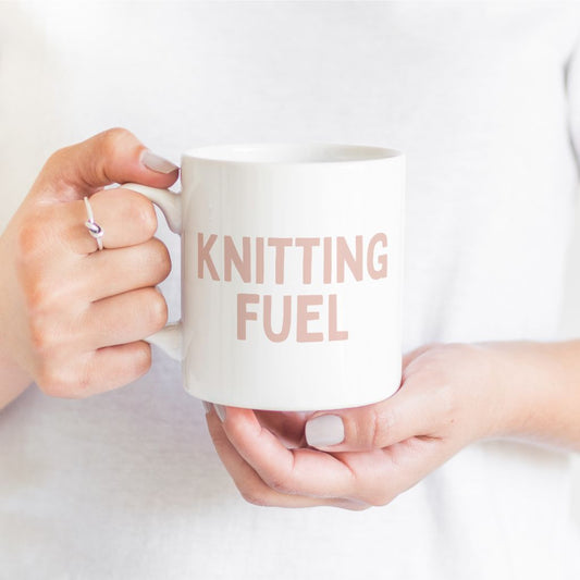 "Knitting Fuel” Ceramic Mug – Sip, Stitch, Repeat