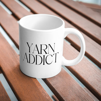 "Yarn Addict" Ceramic Mug – Funny Mug for Knitters & Crocheters