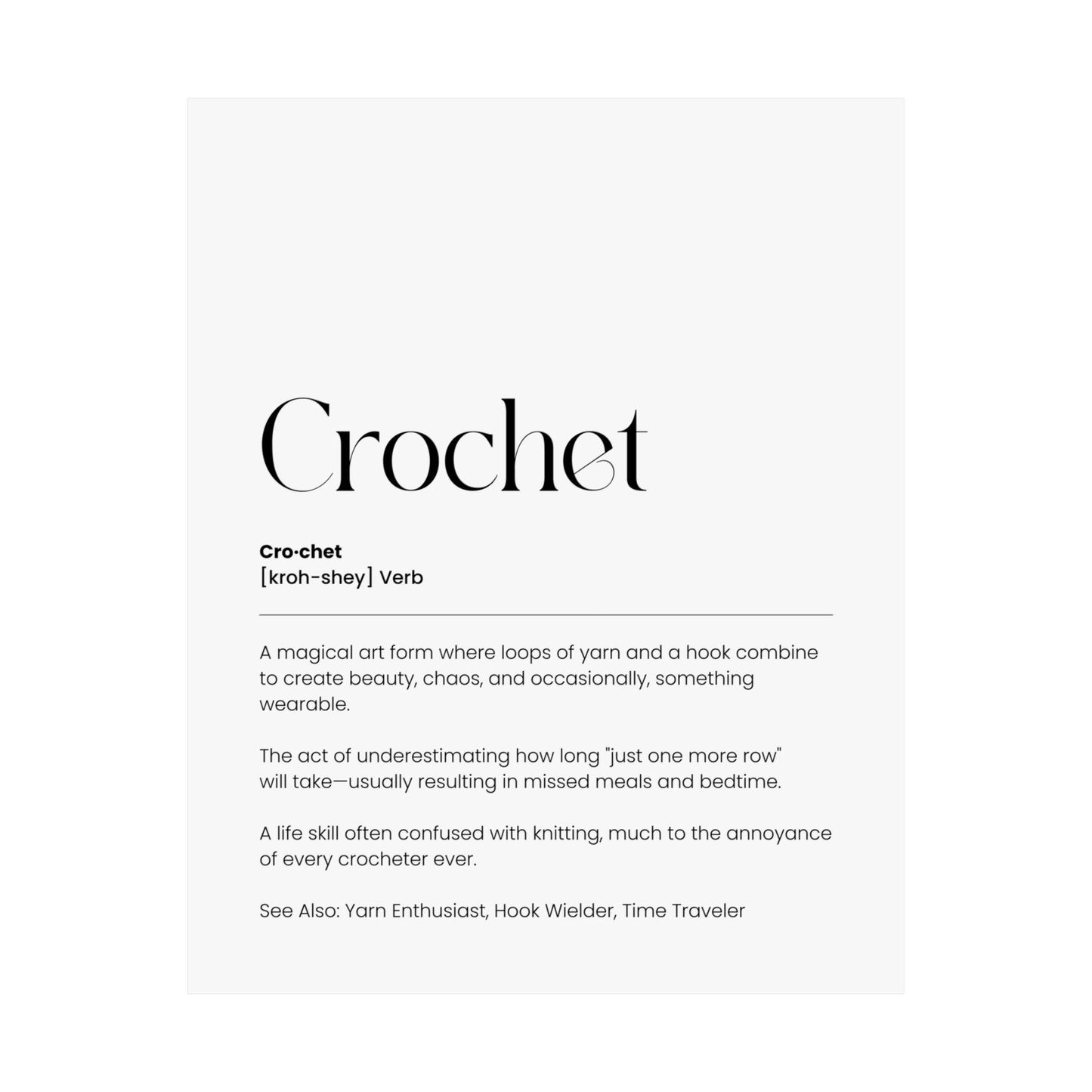Crochet Definition Poster – Funny Wall Art for Yarn Lovers