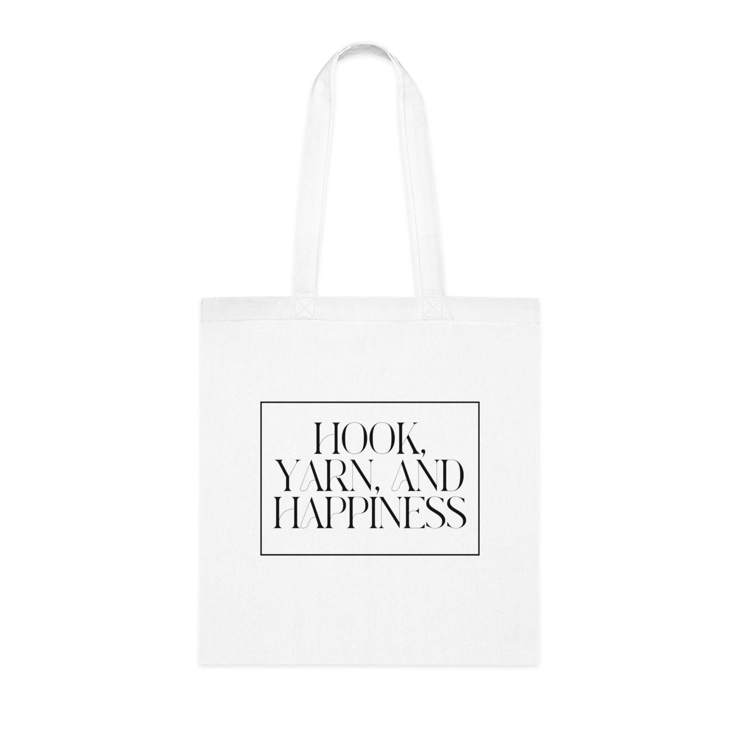 "Hook, Yarn, and Happiness" Cotton Tote Bag – Lightweight and Stylish