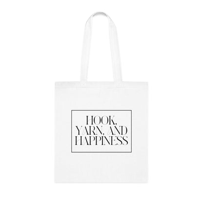 "Hook, Yarn, and Happiness" Cotton Tote Bag – Lightweight and Stylish