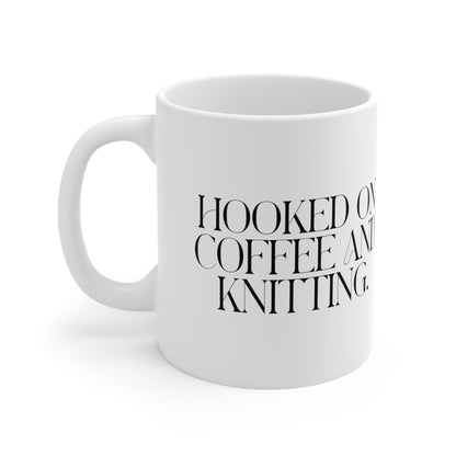 "Hooked on Coffee and Knitting" Ceramic Mug – Yarn Lovers' Favorite