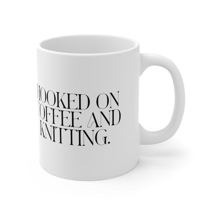 "Hooked on Coffee and Knitting" Ceramic Mug – Yarn Lovers' Favorite