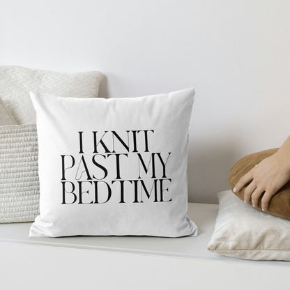 "I Knit Past My Bedtime" Throw Pillow – A Cozy Statement for Yarn Lovers