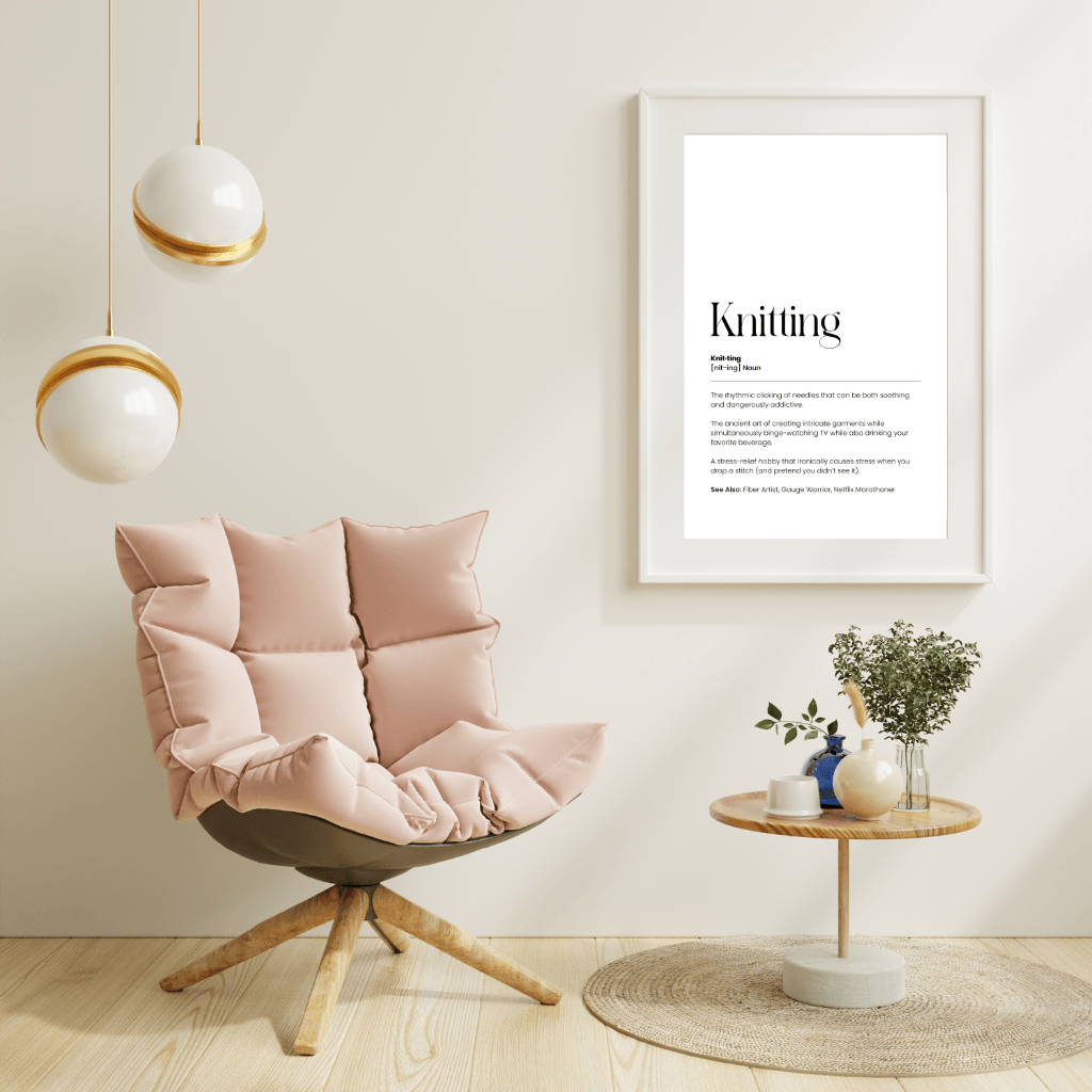 Stickning Definition Poster – Rolig väggkonst för garnälskare