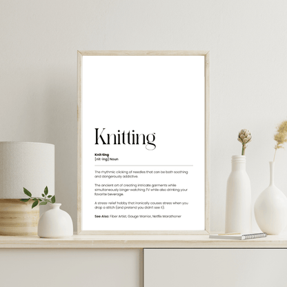 Stickning Definition Poster – Rolig väggkonst för garnälskare