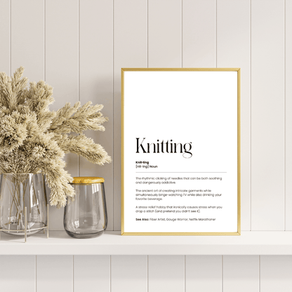 Stickning Definition Poster – Rolig väggkonst för garnälskare