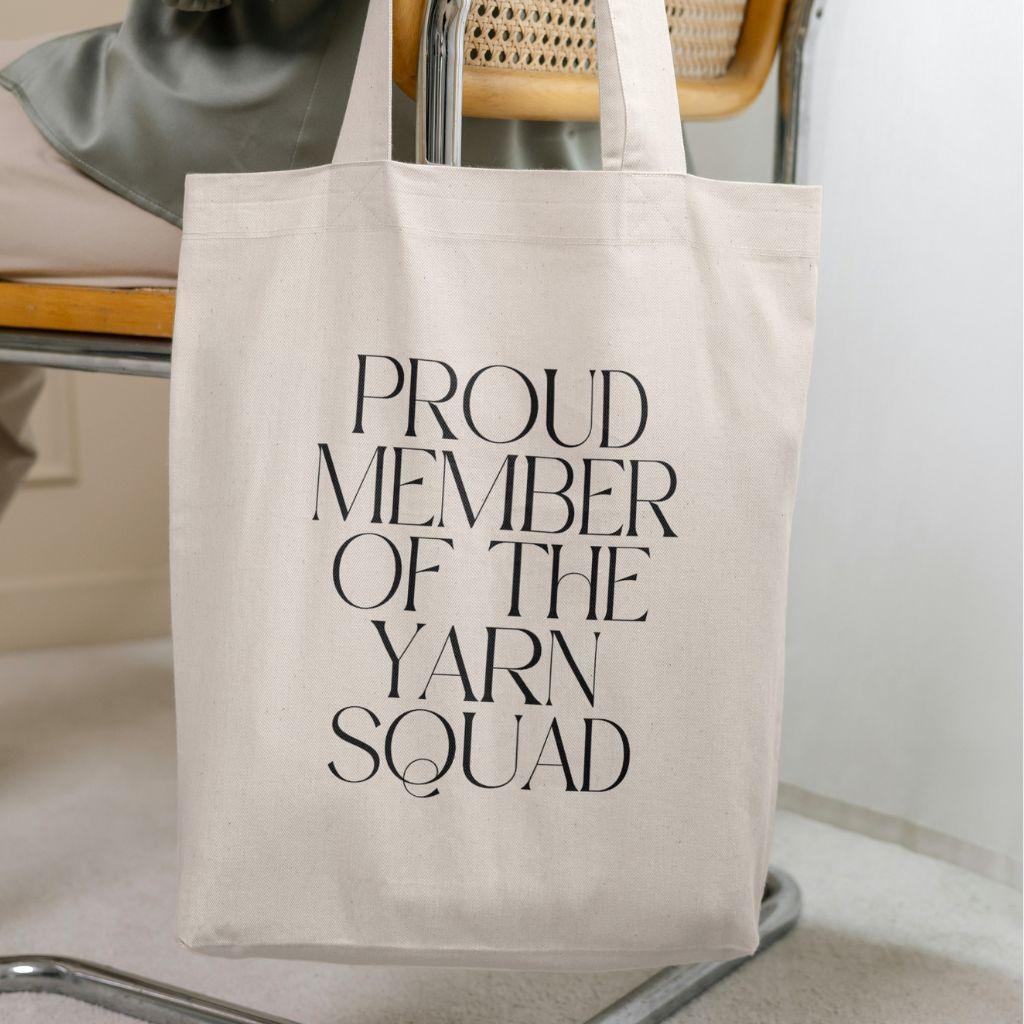 "Proud Member of the Yarn Squad" Cotton Canvas Tote Bag – Durable and Stylish