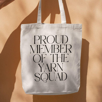 "Proud Member of the Yarn Squad" Cotton Canvas Tote Bag – Durable and Stylish