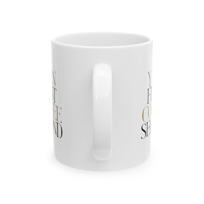 "Yarn First, Coffee Second" Keramisk kaffemugg – Stick- &amp; Virkningspresent