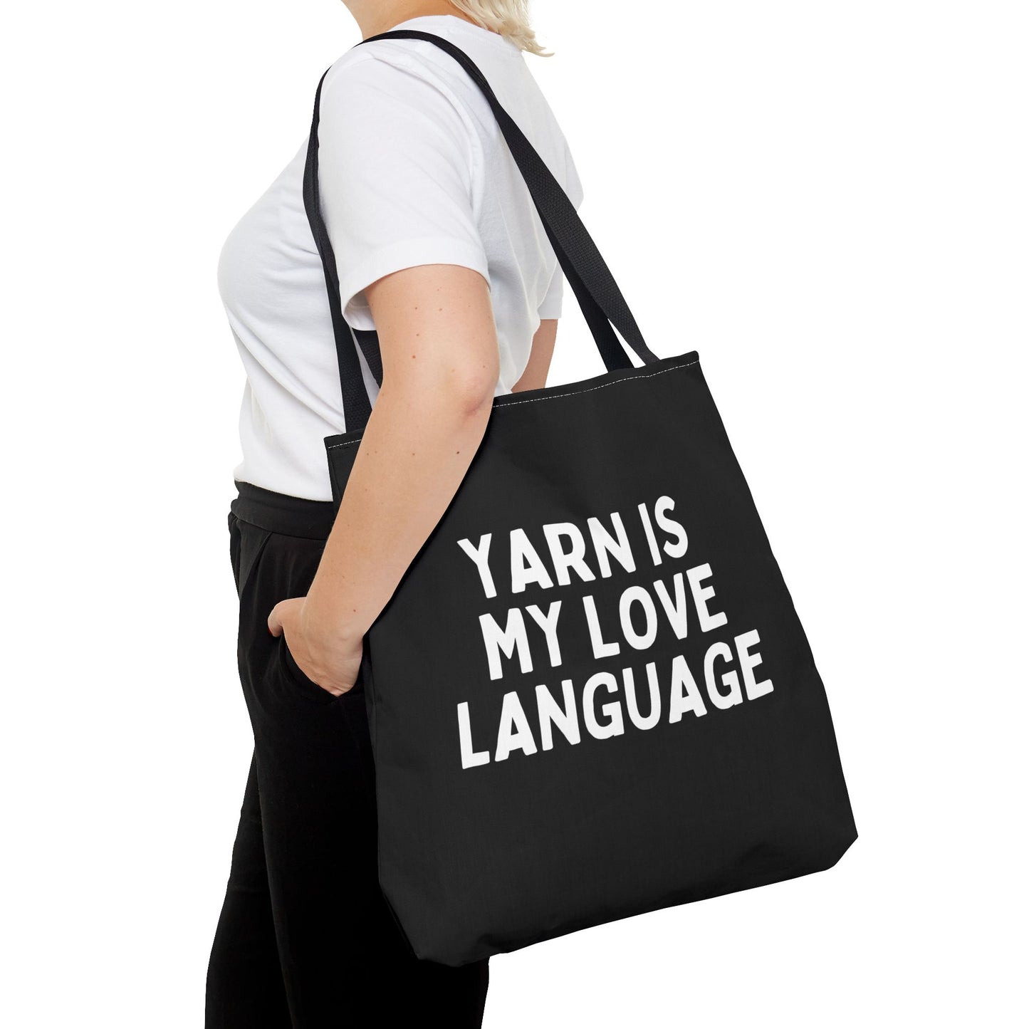 "Yarn Is My Love Language" Black Tote Bag