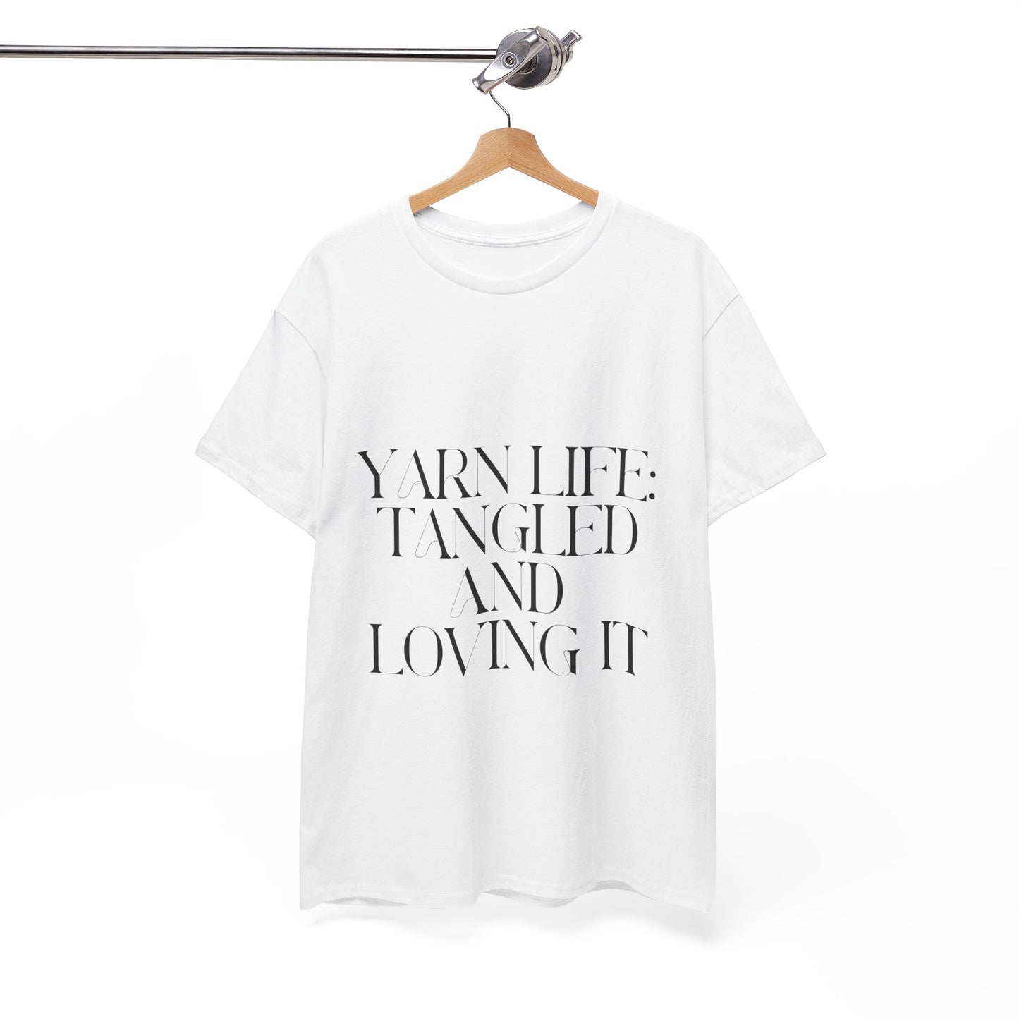 "Yarn Life: Tangled and Loving It" Unisex Cotton T-Shirt – Perfect for Yarn Lovers