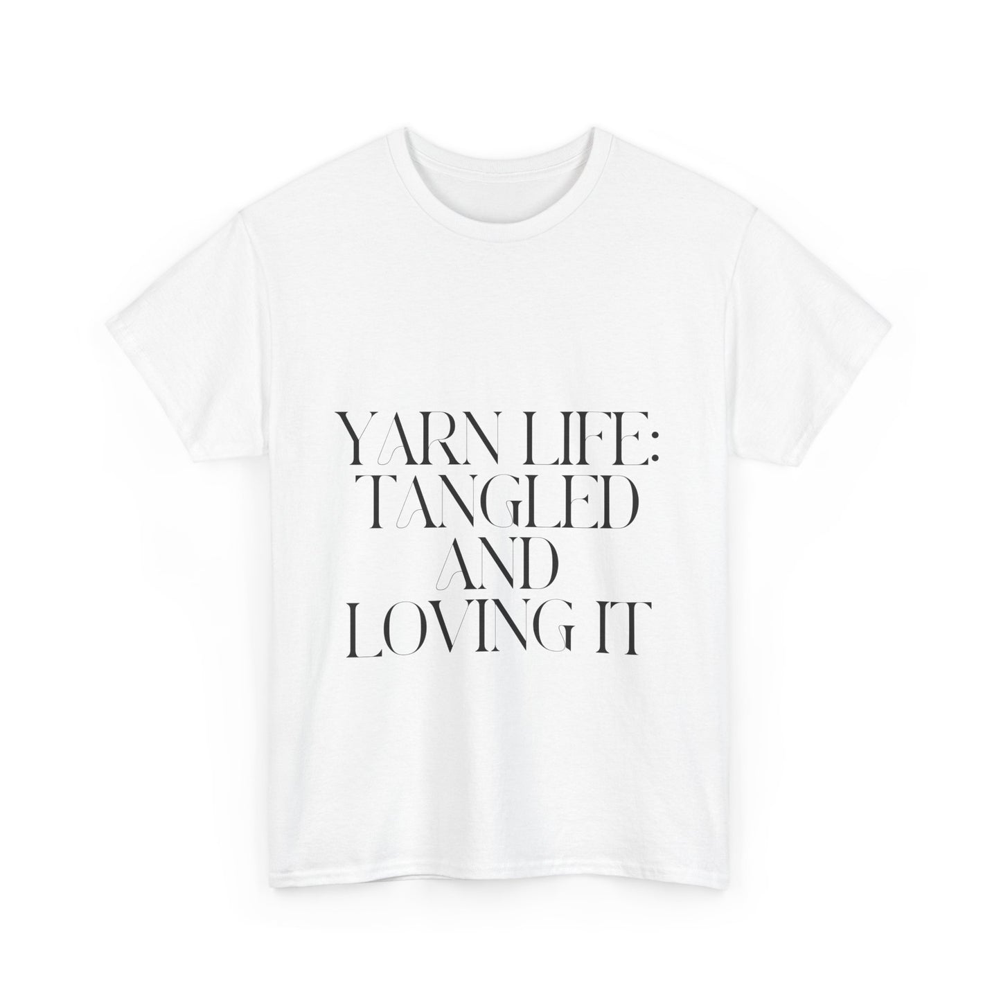 "Yarn Life: Tangled and Loving It" Unisex Cotton T-Shirt – Perfect for Yarn Lovers