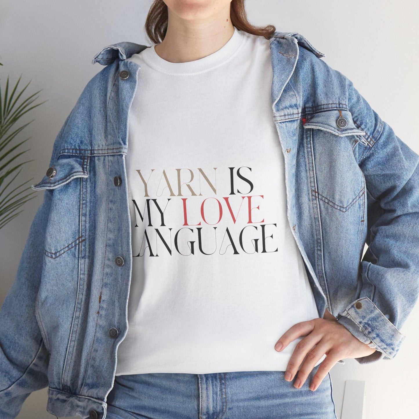 “Yarn is My Love Language” Cotton T-Shirt – Stylish & Comfy for Yarn Lover
